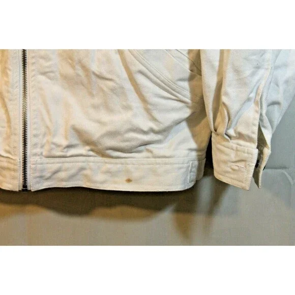Cedars Jean Jacket Vintage White Denim Lined Starburst Metalic Gold Womens Sz S - Picture 7 of 8